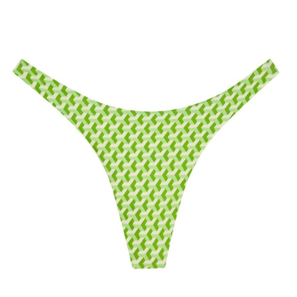 Monday Swimwear Byron Thong Cypress Geo | Size Small